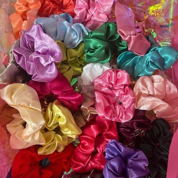 Colorful Satin Scrunchies Set - Picture 2 of 3
